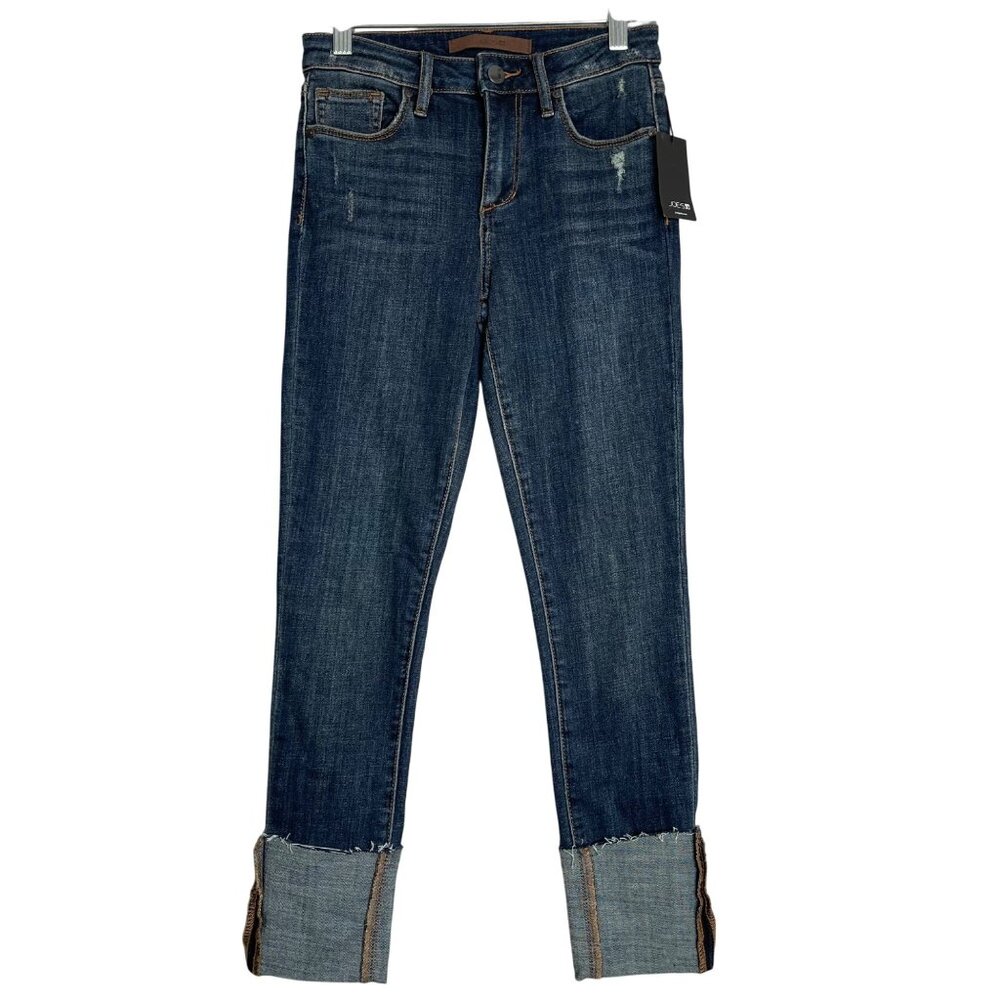 New Joe's Jeans Smith Straight Mid Rise Cuff Crop Jeans Womens 24 Blue